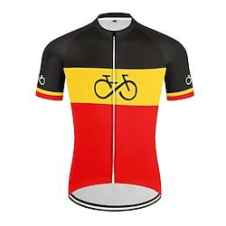 Voor heren Wielrenshirt Korte mouw Fietsen T-shirt Kleding Bovenlichaam met 3 achterzakken Bergracen Wegwielrennen Sneldrogend Rits Aan De Voorzijde Lampenkatoen Rood Gestreept Spandex Sport Kleding Lightinthebox