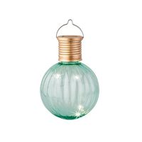 Lampion solar verlichting - turquoise - 11 cm - LED - thumbnail