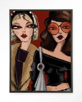 Urban Cotton Wandkleed 'Fall Friends' 80 x 110cm in Floating Frame - black