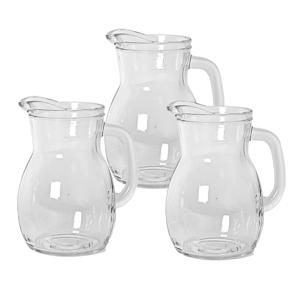 Bormioli Rocco sapkan/waterkan/karaf - 4x stuks - glas - 1000 ml - transparant - schenkkannen