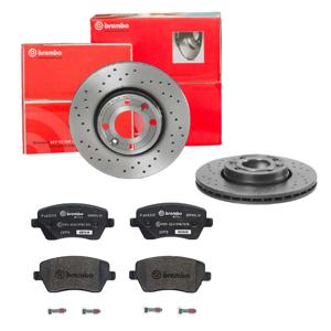 Remmenset, remschijf BREMBO, Remschijftype: Geperforeerd / Geventileerd, Inbouwplaats: Vooras, u.a. für Dacia, Renault, Nissan