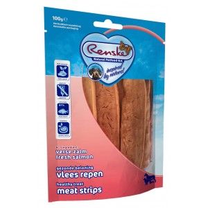 Renske Gezonde Beloning vleesrepen zalm hondensnack 2 x 100 g