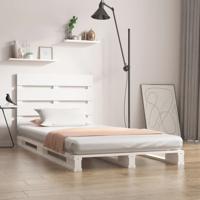 Bedframe zonder matras massief grenenhout wit 75x190 cm