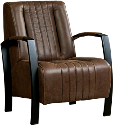 Bruine leren industriële stalen fauteuil Glamour - Vintage Leer Brown (bruin leer)