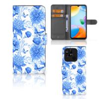Hoesje voor Xiaomi Redmi 10C Flowers Blue | Portemonnee hoesje