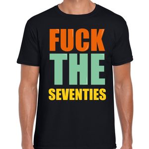 Fuck the seventies fun t-shirt zwart heren