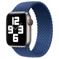 Braided Solo Loop nylon bandje - Maat: L - Blauw - Geschikt voor Apple Watch 38mm / 40mm / 41mm - thumbnail