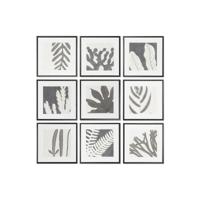 Schilderij DKD Home Decor 40 x 4 x 40 cm Blad van een plant Stads (9 Stuks)