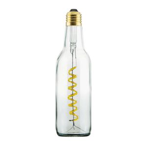 LED lamp in een heldere bierfles en met een spiraalvormige LED gloeidraad E27 fitting