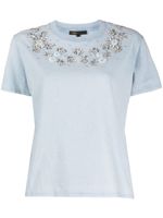 Maje crystal-embellished cotton T-shirt - Bleu