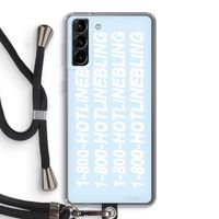 Hotline bling blue: Samsung Galaxy S21 Plus Transparant Hoesje met koord