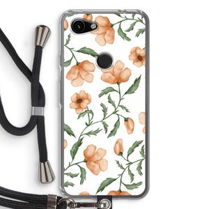 Peachy flowers: Pixel 3a Transparant Hoesje met koord