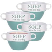 Soepkommen - 6x - Soep van de dag - keramiek - D12 x H8 cm - groen - Stapelbaar