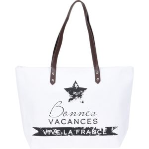 Strandtas vive la France wit 31 x 45 cm