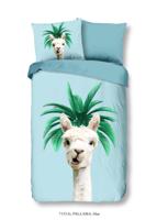 Good Morning Kinderdekbedovertrek "lama met palmboom" - Blauw - (140x200/220 cm) - Katoen