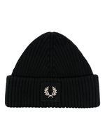 Fred Perry bonnet nervuré à patch logo - Noir - thumbnail