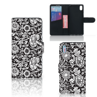 Xiaomi Redmi 7A Hoesje Black Flowers - thumbnail