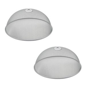 Voedselkap - 2x - rond - 30 cm - grijs - metaal - vliegenkap