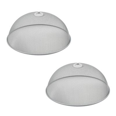 Voedselkap - 2x - rond - 30 cm - grijs - metaal - vliegenkap