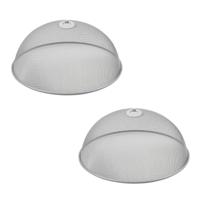 Voedselkap - 2x - rond - 30 cm - grijs - metaal - vliegenkap