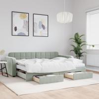 Slaapbank onderschuifbed en lades 80x200 cm fluweel lichtgrijs
