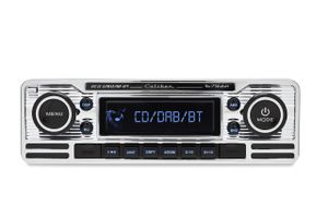 Autoradio met Bluetooth, CD Speler, DAB+ en FM Radio - USB - 1 DIN - Retro Chroom Design (RCD120DAB-BT)