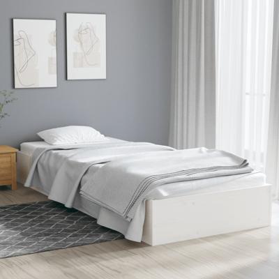 Bedframe massief hout wit 75x190 cm