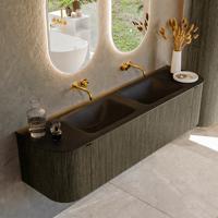 Badmeubel Mondiaz Kurve | 170 cm cm | Meubelkleur Shadow | Wastafelkleur Urban | Solid surface | Wasbak beiden zijden spoelbak | Zonder kraangat(en)