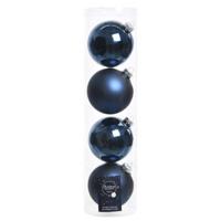 Decoris Kerstballen - 12x stuks - donkerblauw - glas - 10 cm - kerstversiering