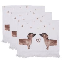 HAES DECO - Set van 3 Gastendoeken - 40x66 cm - 100% Katoen - Dachshund Love - thumbnail