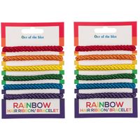 Armbandjes/haarbandjes - Gay Pride/Regenboog thema kleuren - 12x stuks - Verkleedsieraden - thumbnail