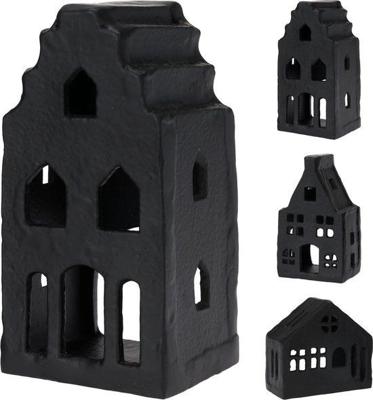 Huis Met Theelicht 7x6x12cm Zwart
