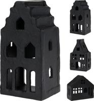 Huis Met Theelicht 7x6x12cm Zwart