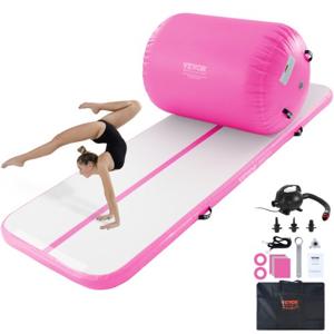 VEVOR Opblaasbare Gymnastiekmat Gymnastiekmat, Opblaasbare Air Roll Air Barrel Gymnastiek Tumbling Matten, Multifunctionele Tumbling Mat Thuisgebruik/Gym/Yoga/Cheerleading