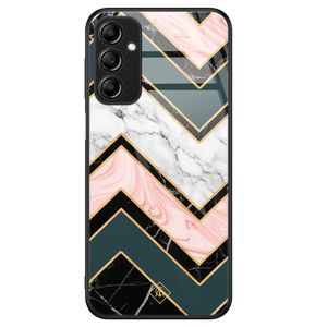 Samsung Galaxy A14 glazen hardcase - Marmer triangles