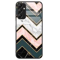 Samsung Galaxy A14 glazen hardcase - Marmer triangles Samsung Galaxy A14 glazen hardcase - Marmer triangles