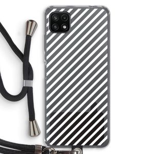 Strepen zwart-wit: Samsung Galaxy A22 5G Transparant Hoesje met koord
