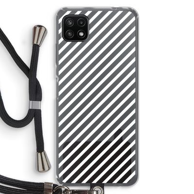Strepen zwart-wit: Samsung Galaxy A22 5G Transparant Hoesje met koord