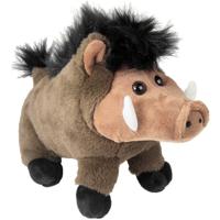 Inware Pluche wild zwijn - knuffel zwijntje - bruin - 18 cm - bosdieren knuffel