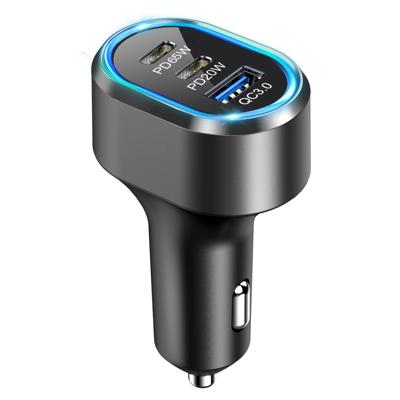 Autolader - Snellader - Autolader USB C - 12v USB Autolader - USB QC3.0 18W & USB C 65W & USB C 20W - Ook geschikt voor laptops en tablets - 103 Watt - 12/24Volt (PS27)