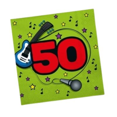 20x Servetten 50 jaar verjaardag groen/rood 33 x 33 cm 20x Servetten 50 jaar verjaardag groen/rood 33 x 33 cm