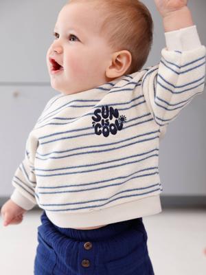 Baby sweater voor jongens van badstof ecru