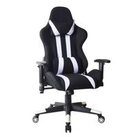 Bureaustoel gamestoel Thomas - racing gaming stijl - stof bekleding - wit zwart