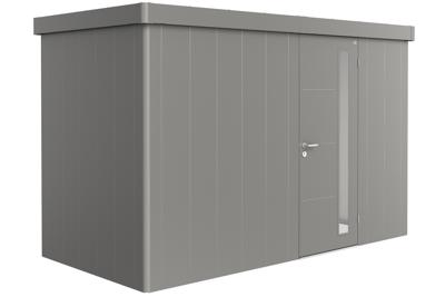 Biohort Metalen tuinhuis Neo - Enkele deur - Kwartsgrijs - 1D (348x180 cm)- Plat dak- Metaal- Biohort