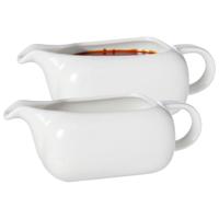 Cosy & trendy Saus schenk kannetje - 2x - porselein - wit - 250 ml - schenktuit/handvat - speelse vo