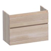 Brauer Delight - Onderkast Ondiep - 80 cm - met 2 Softclose Lades Greeploos en 1 Sifon Uitsparing - Lamellen Eiken Wit