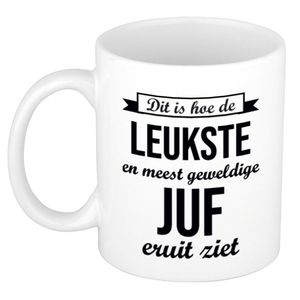 Leukste en meest geweldige juf cadeau koffiemok / theebeker wit 300 ml   -