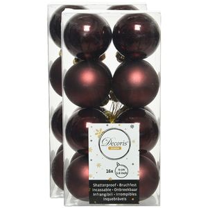 32x stuks kunststof kerstballen mahonie bruin 4 cm glans/mat