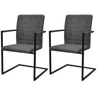 Eetkamerstoelen 2 st kunstleer grijs Eetkamerstoelen 2 st kunstleer grijs