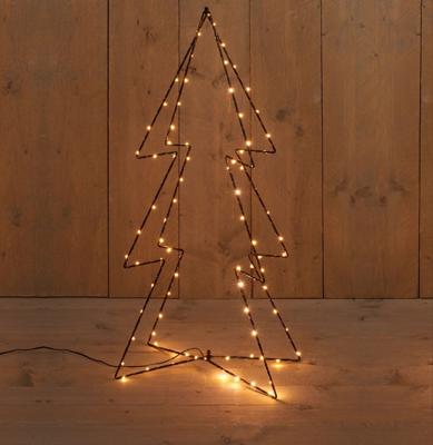 Boom 3D zwart / koperdraad 90 LED classic 91 cm met timer - Annas collection